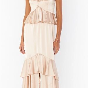Show Me Your MuMu champagne ruffle Tiered Gown